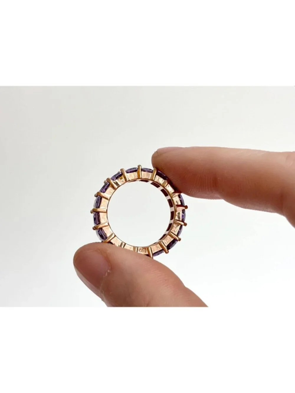 Amethyst Gemstone Gold Overlay Sterling Silver 925 Vintage Ring - sz 7